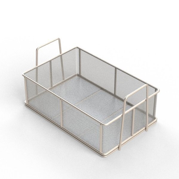 Rectangular Wire Mesh Basket: 18Lx12Wx6H, 304 SS, 5/16 Rod Frame, Stacking Handles, Mesh: 30 x .012, Anysizebasket, Mfr#: TMT-180120060-A30S